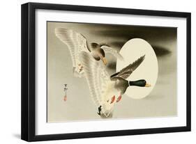 Two Mallard Ducks and the Moon-Koson Ohara-Framed Giclee Print