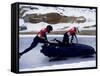 Two Man Bobsled Team Pushing Off at the Start , Lake Placid, New York, USA-Paul Sutton-Framed Stretched Canvas