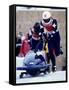 Two Man Bobsled Team Pushing Off at the Start, Lake Placid, New York, USA-Paul Sutton-Framed Stretched Canvas