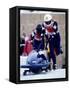 Two Man Bobsled Team Pushing Off at the Start, Lake Placid, New York, USA-Paul Sutton-Framed Stretched Canvas