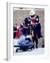 Two Man Bobsled Team Pushing Off at the Start, Lake Placid, New York, USA-Paul Sutton-Framed Photographic Print