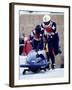 Two Man Bobsled Team Pushing Off at the Start, Lake Placid, New York, USA-Paul Sutton-Framed Photographic Print