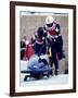 Two Man Bobsled Team Pushing Off at the Start, Lake Placid, New York, USA-Paul Sutton-Framed Photographic Print