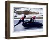 Two Man Bobsled Team Pushing Off at the Start , Lake Placid, New York, USA-Paul Sutton-Framed Photographic Print