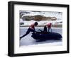 Two Man Bobsled Team Pushing Off at the Start , Lake Placid, New York, USA-Paul Sutton-Framed Photographic Print