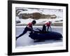 Two Man Bobsled Team Pushing Off at the Start , Lake Placid, New York, USA-Paul Sutton-Framed Photographic Print