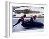 Two Man Bobsled Team Pushing Off at the Start , Lake Placid, New York, USA-Paul Sutton-Framed Photographic Print