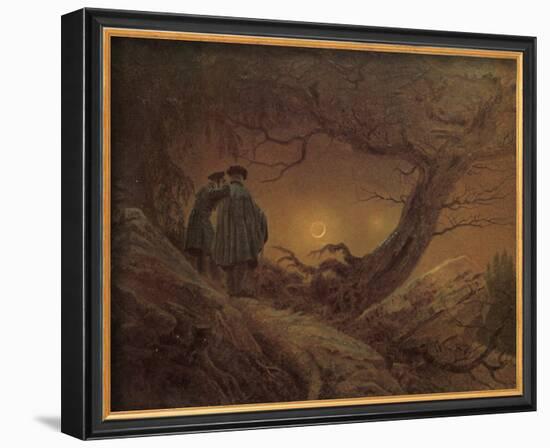 Two Man Contemplating the Moon-Caspar David Friedrich-Framed Giclee Print