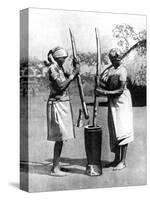 Two Mashona Tribeswomen Pounding Maize and Millet, Zimbabwe, Africa, 1936-null-Stretched Canvas