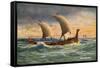 Two-Masted Saxon Warship Under Sail-R. Gallan-Framed Stretched Canvas