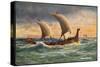 Two-Masted Saxon Warship Under Sail-R. Gallan-Stretched Canvas