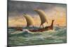 Two-Masted Saxon Warship Under Sail-R. Gallan-Mounted Premium Giclee Print