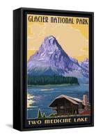 Two Medicine Lake - Glacier National Park, Montana-Lantern Press-Framed Stretched Canvas