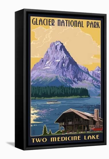 Two Medicine Lake - Glacier National Park, Montana-Lantern Press-Framed Stretched Canvas