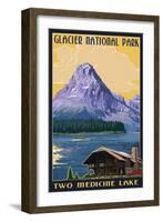 Two Medicine Lake - Glacier National Park, Montana-Lantern Press-Framed Art Print