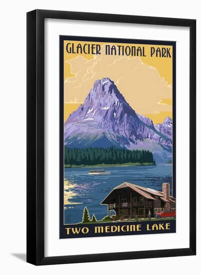 Two Medicine Lake - Glacier National Park, Montana-Lantern Press-Framed Art Print