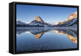 Two Medicine Lake in Winter, Glacier National Park, Montana, USA-Chuck Haney-Framed Stretched Canvas