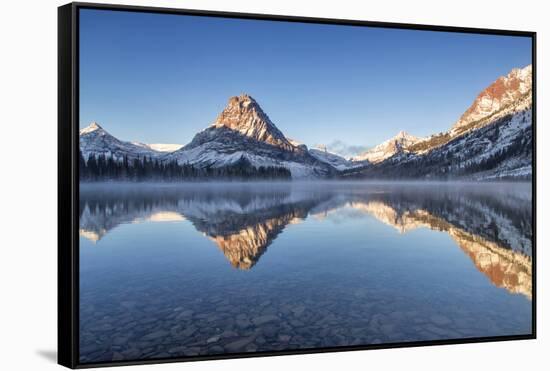 Two Medicine Lake in Winter, Glacier National Park, Montana, USA-Chuck Haney-Framed Stretched Canvas