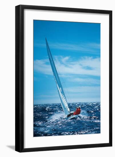 Two Men And A Sail Boat-null-Framed Art Print