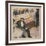Two men and two dancers. Around 1876-1877. Pastel on monotype.-Edgar Degas-Framed Giclee Print