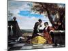 Two Men and Young Woman Making Music on Terrace, 1670-1675-Jan Steen-Mounted Giclee Print