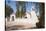 Two Men Approach the White Adobe Iglesia San Pedro Church, San Pedro, Chile, South America-Kimberly Walker-Stretched Canvas