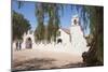 Two Men Approach the White Adobe Iglesia San Pedro Church, San Pedro, Chile, South America-Kimberly Walker-Mounted Photographic Print