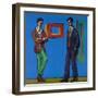 Two Men at an Exhibition of Comtemporary Modern Masks-Adrian Wiszniewski-Framed Giclee Print