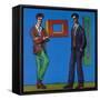 Two Men at an Exhibition of Comtemporary Modern Masks-Adrian Wiszniewski-Framed Stretched Canvas
