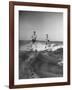 Two Men Behind Boat Which Is Not Seen, Water Skiing-null-Framed Photographic Print