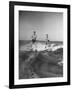 Two Men Behind Boat Which Is Not Seen, Water Skiing-null-Framed Photographic Print