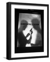 Two Men behind Conference Room Door-Philip Gendreau-Framed Photographic Print