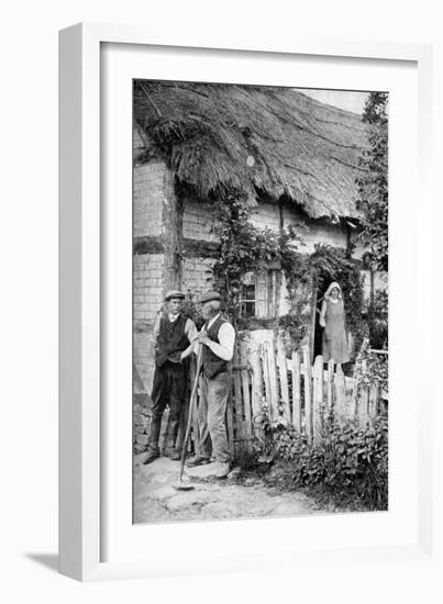 Two Men Chatting Outside a Cottage, Near Lucton, Herefordshire, C1922-AW Cutler-Framed Giclee Print