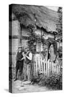 Two Men Chatting Outside a Cottage, Near Lucton, Herefordshire, C1922-AW Cutler-Stretched Canvas