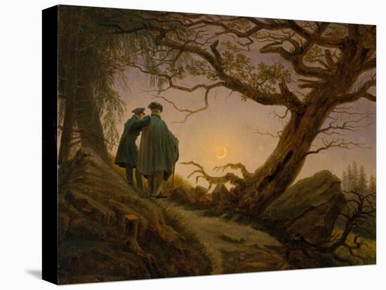 Two Men Contemplating the Moon, c.1825–30-Caspar David Friedrich-Stretched Canvas