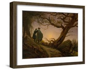 Two Men Contemplating the Moon, c.1825–30-Caspar David Friedrich-Framed Giclee Print