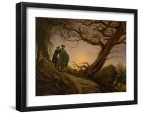 Two Men Contemplating the Moon, c.1825–30-Caspar David Friedrich-Framed Giclee Print