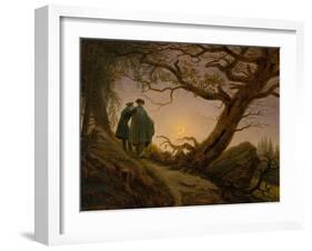 Two Men Contemplating the Moon, c.1825–30-Caspar David Friedrich-Framed Giclee Print