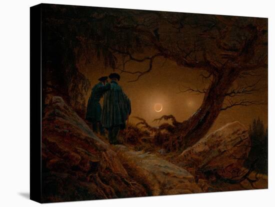 Two Men Contemplating the Moon, Ca 1820-Caspar David Friedrich-Stretched Canvas