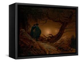 Two Men Contemplating the Moon, Ca 1820-Caspar David Friedrich-Framed Stretched Canvas