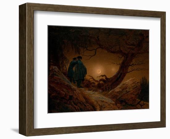 Two Men Contemplating the Moon, Ca 1820-Caspar David Friedrich-Framed Giclee Print