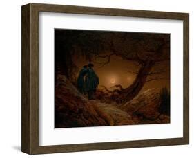 Two Men Contemplating the Moon, Ca 1820-Caspar David Friedrich-Framed Giclee Print