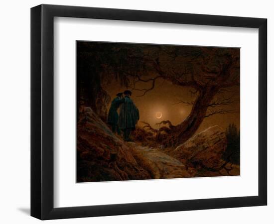 Two Men Contemplating the Moon, Ca 1820-Caspar David Friedrich-Framed Giclee Print