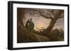 Two Men Contemplating the Moon-Caspar David Friedrich-Framed Art Print