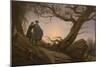 Two Men Contemplating the Moon-Caspar David Friedrich-Mounted Art Print