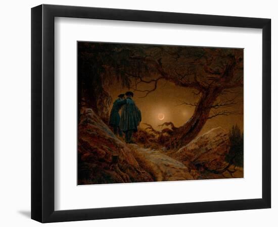 Two Men Contemplating the Moon-Caspar David Friedrich-Framed Giclee Print