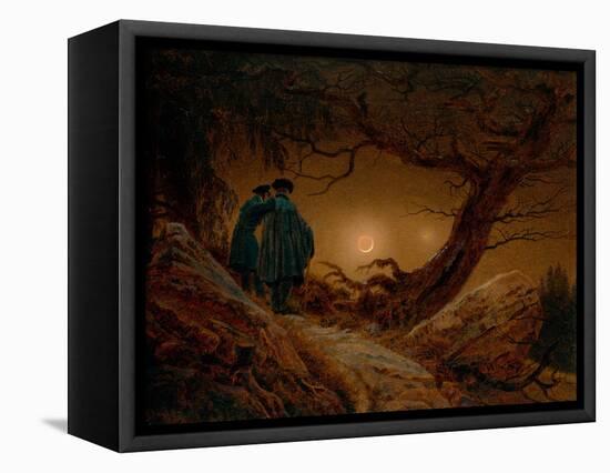 Two Men Contemplating the Moon-Caspar David Friedrich-Framed Stretched Canvas