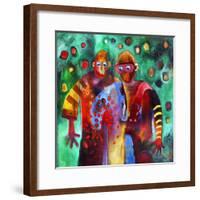 Two Men Dancing in the Same Trousers-Susse Volander-Framed Art Print