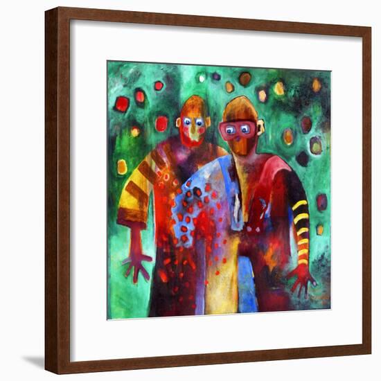 Two Men Dancing in the Same Trousers-Susse Volander-Framed Art Print