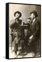 Two Men Drinking Beer-null-Framed Stretched Canvas